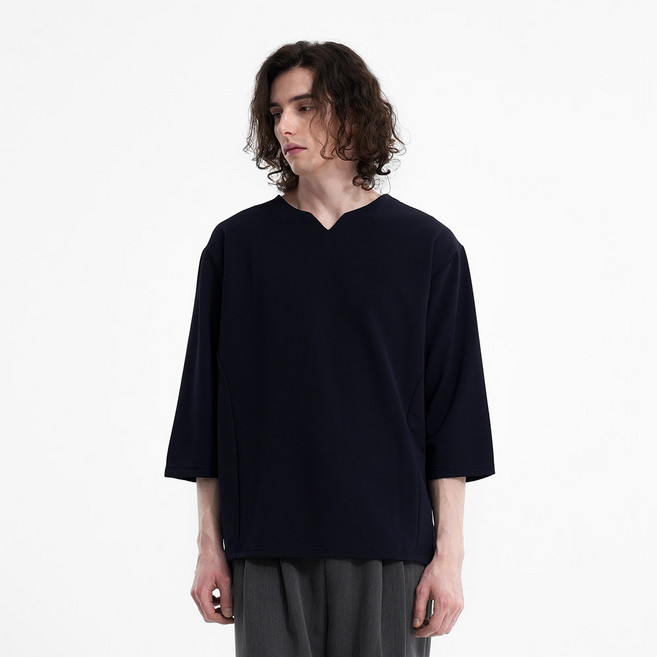 제이에이치스타일 남성용 브이 트임 모던 7부 티셔츠 JHROK023