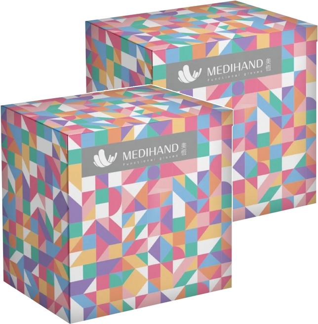 MEDIHAND 美恆 PVC透明手套 M(23~24 x 9cm) 絢彩 5g, 50個, 2盒