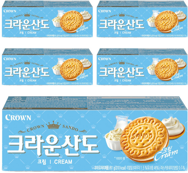 크라운산도 크림, 5개, 61g