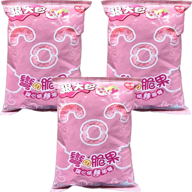 乖乖 玉米脆果 彎的脆果 草莓煉乳, 75g, 3包