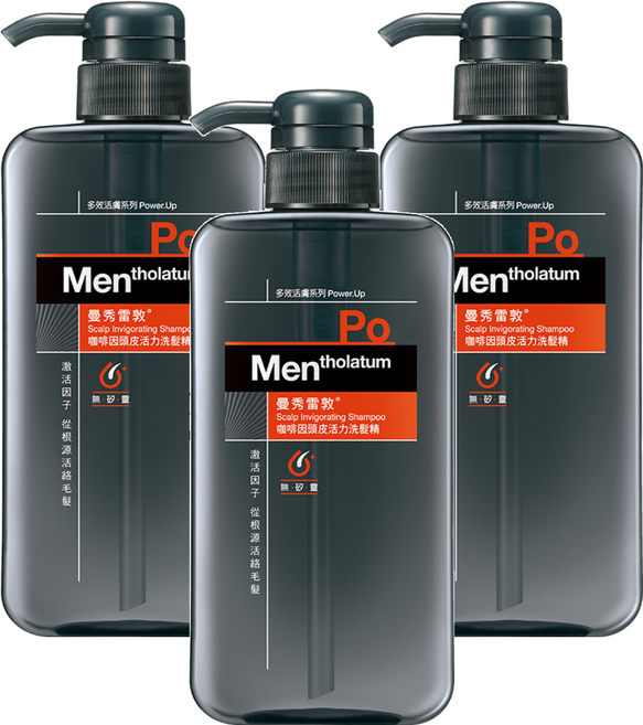 MENTHOLATUM 曼秀雷敦 男士咖啡因頭皮活力洗髮精, 550ml, 3瓶