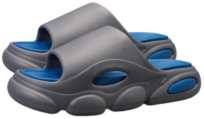 超厚造型踩屎感拚色EVA軟底防滑耐磨拖鞋, 44~45, 灰色