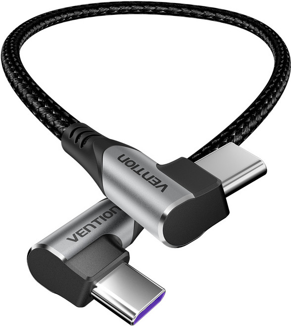 벤션 100W 직조 더블 90도 C타입-C타입 고속 충전케이블, 0.5m, 혼합색상, 1개