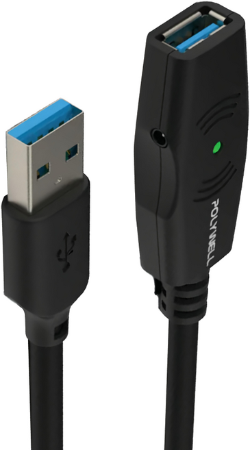 POLYWELL 寶利威爾 USB3.0 A公 To A母 主動式增益延長線 加增益晶片 PW15-W45-M305, 5m, 1條