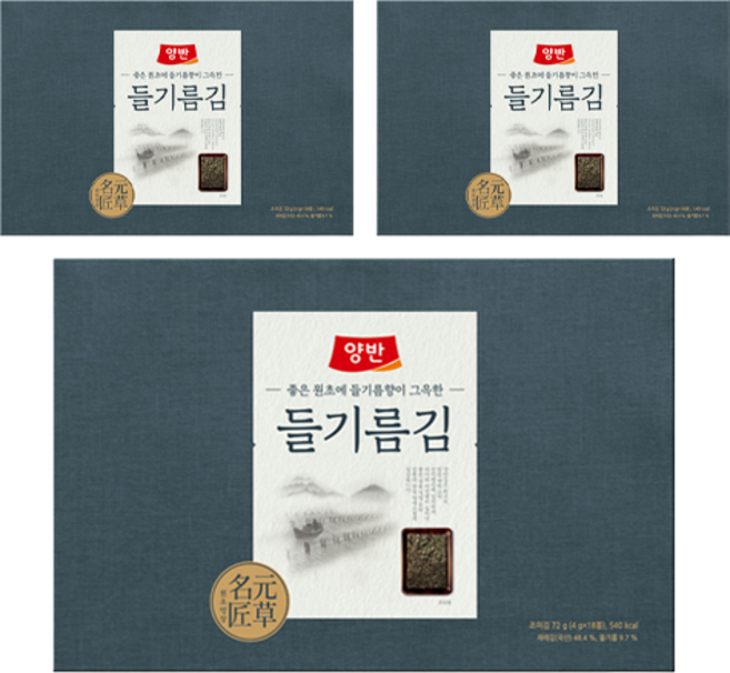 양반 들기름김 선물세트 4g 18봉, 3세트