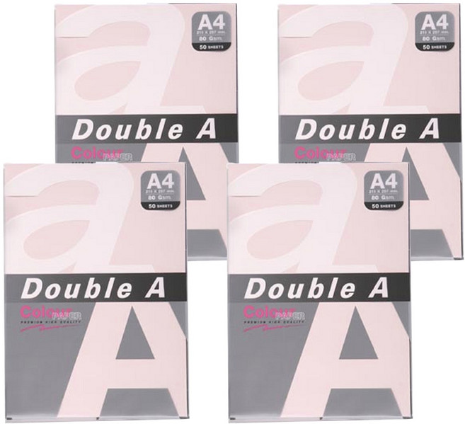 Double A 影印紙 淺粉紅 Pink 80g 50張, A4, 4包