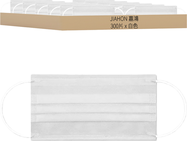 JIAHON 嘉鴻 無塵室口罩 2層, 白色, 50片, 6包