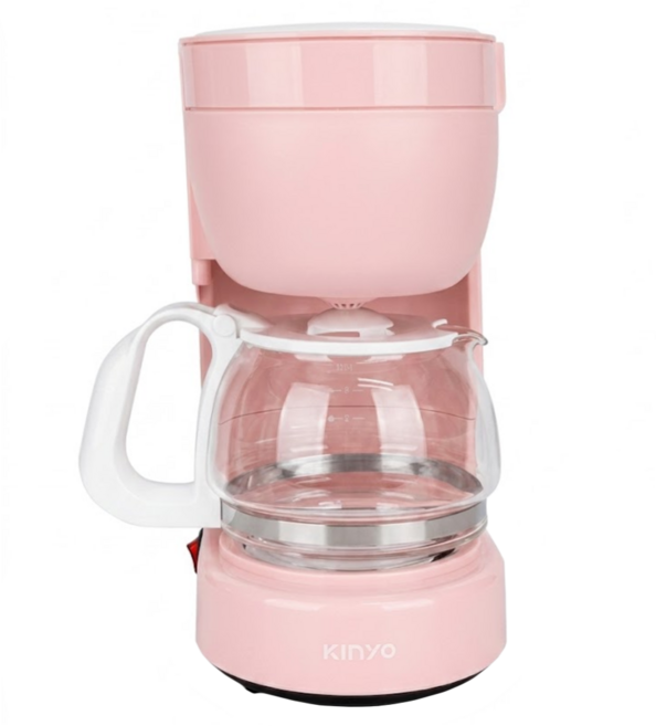 Kinyo 650ml 600W 食品級PP塑料 + 玻璃 四杯 滴漏式咖啡機 防滴漏裝置 智能保溫盤 粉色 CMH-7530