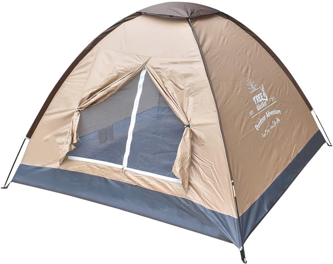 TREEWalker BREEZE 4人 尺寸200x200x135cm 180T滌綸布材質 輕薄好收, 彩繪帳 卡其色