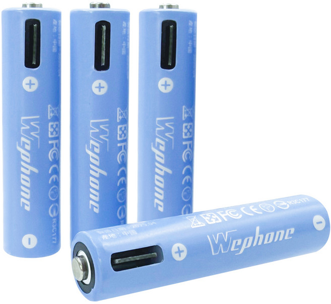 Wephone TYPE-C可充式鋰電池 C721 顏色隨機, 4入, 1組