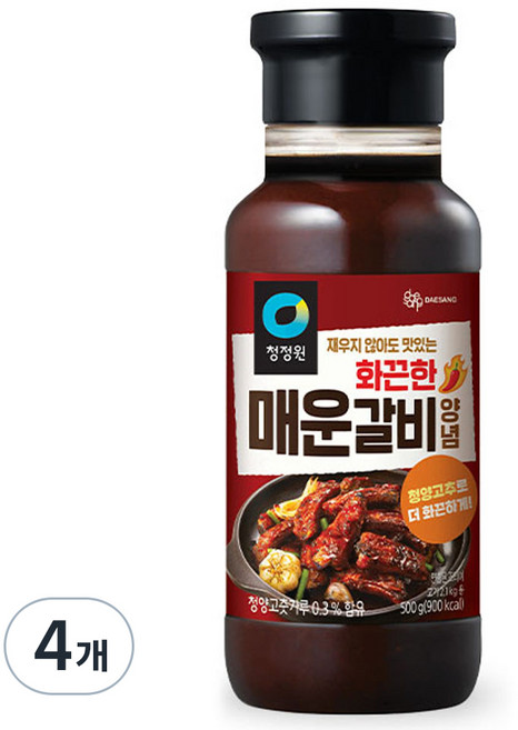 청정원 매운갈비 화끈한 맛 양념, 500g, 4개