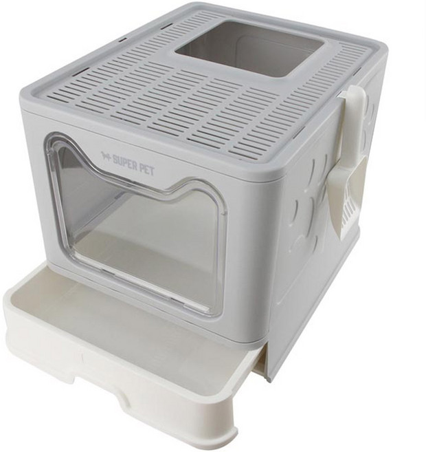 도그아이 후드형 고양이 화장실, 그레이, 1개