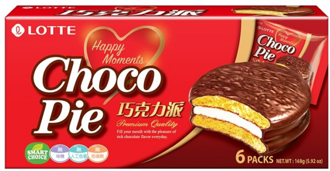 LOTTE 樂天 巧克力派 6顆, 168g, 1盒