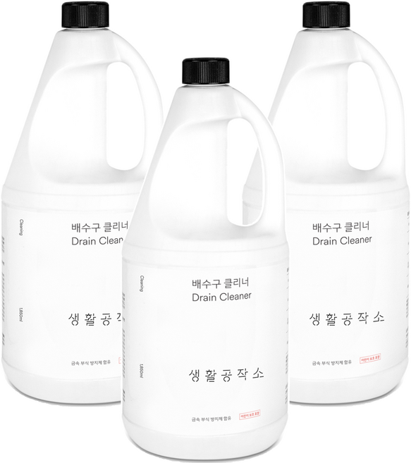 생활공작소 배수구 클리너, 1.85L, 3개