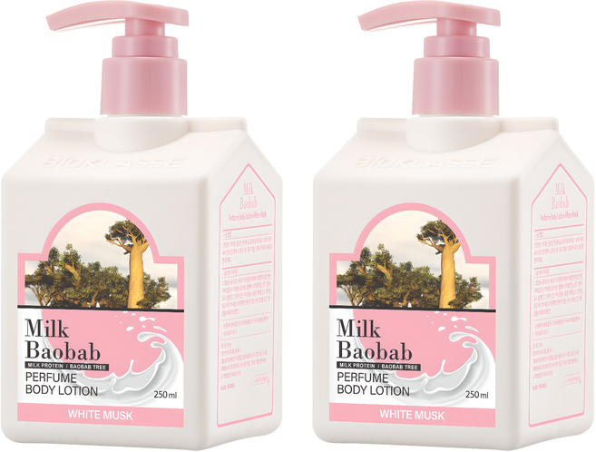 밀크바오밥 퍼퓸 바디로션 화이트머스크향, 250ml, 2개