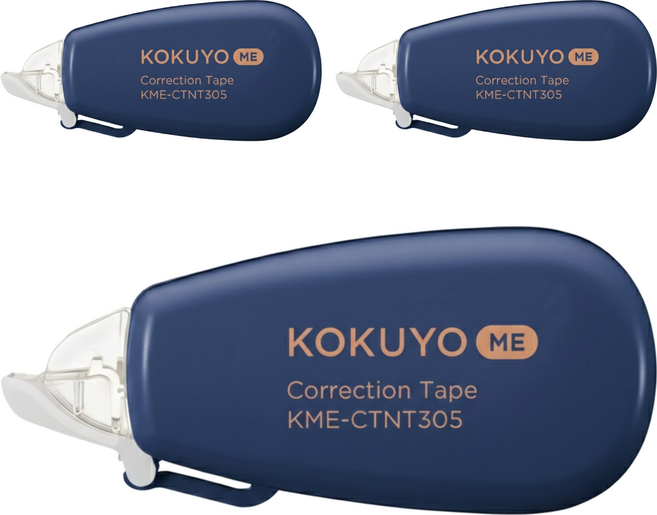 KOKUYO 國譽 ME 象牙白可替換修 正帶母帶(58 x 26 x 17mm) 內帶(5.5mm x 6m), 绀藍, 3個