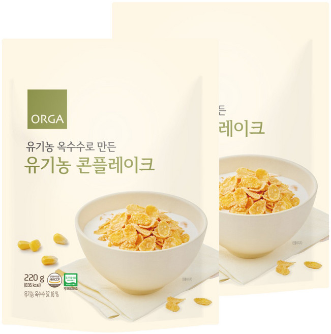 올가홀푸드 유기농 콘플레이크 시리얼, 220g, 2개