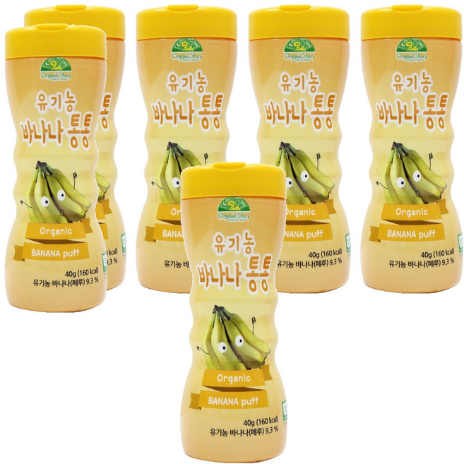 오가닉스토리 유아용 유기농 바나나통통, 바나나맛, 40g, 6개