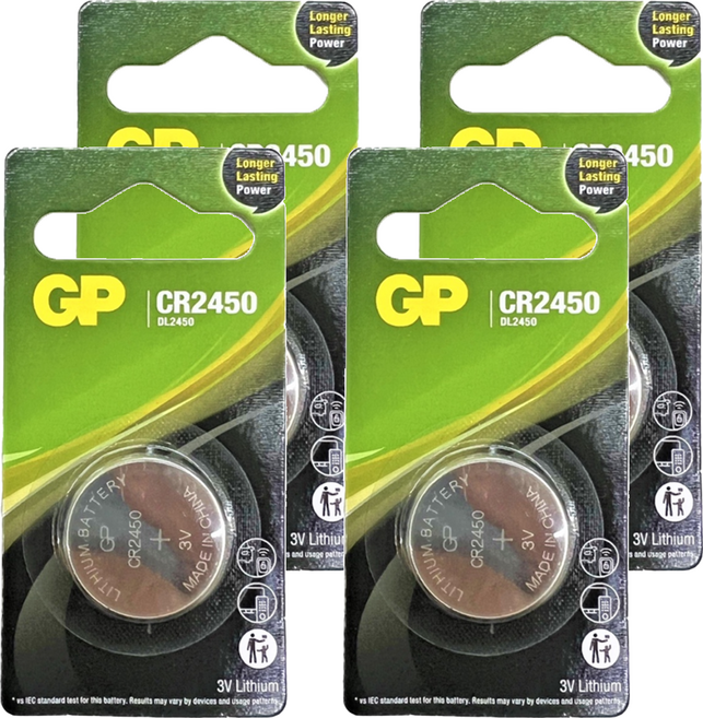 GP Batteries 超霸 鈕型鋰電池 CR2450, 4個, 1入