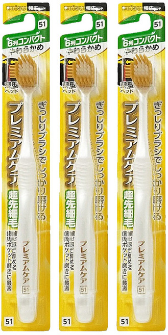 EBiSU 惠百施 6列窄頭 軟質刷毛牙刷, 3支, 1支