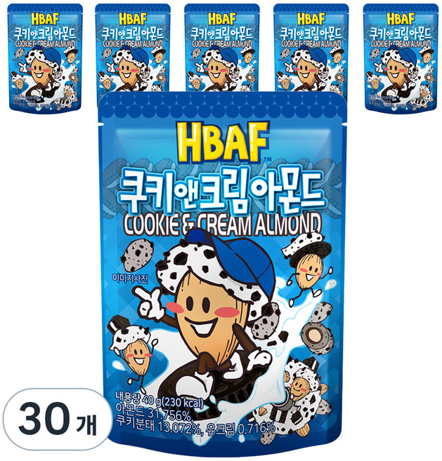 바프 쿠키앤크림 아몬드, 40g, 30개