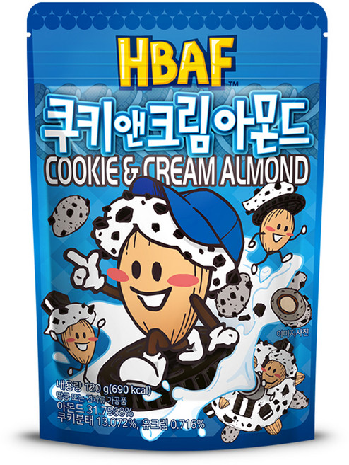 바프 쿠키 앤 크림 아몬드, 120g, 1개