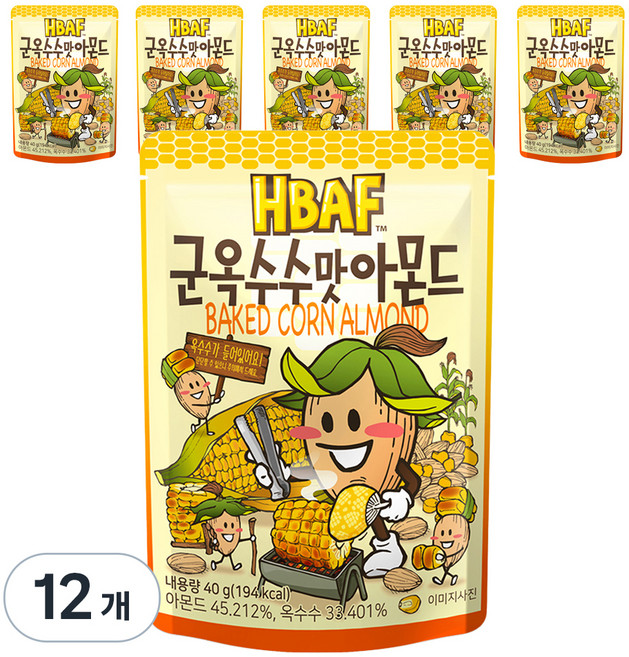 바프 군옥수수맛 아몬드, 40g, 12개