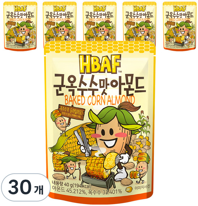 바프 군옥수수맛 아몬드, 40g, 30개