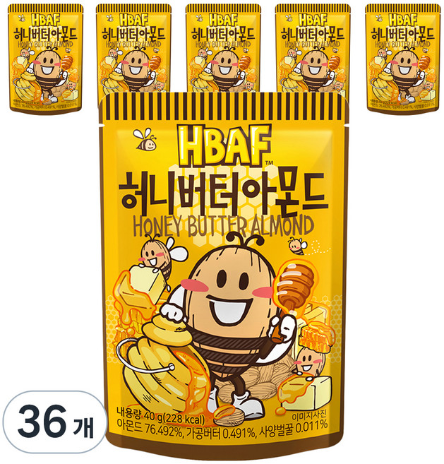 바프 허니버터 아몬드, 40g, 36개