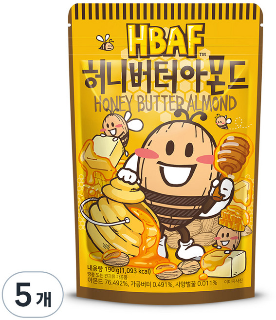 바프 허니버터 아몬드, 190g, 5개