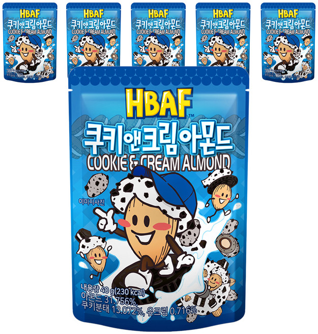 바프 쿠키앤크림 아몬드, 40g, 6개