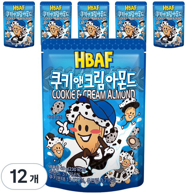 바프 쿠키앤크림 아몬드, 40g, 12개