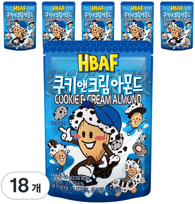 바프 쿠키앤크림 아몬드, 40g, 18개