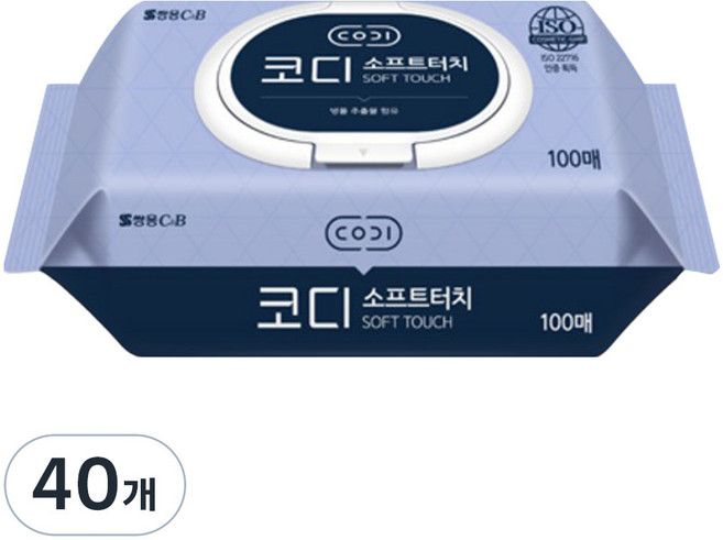 코디 소프트터치 물티슈 캡형, 35g, 100매입, 40개