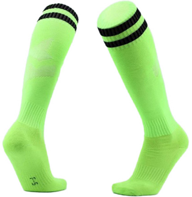 씨에스소울 스포츠 축구 양말, 형광그린 + 블랙줄, 1개