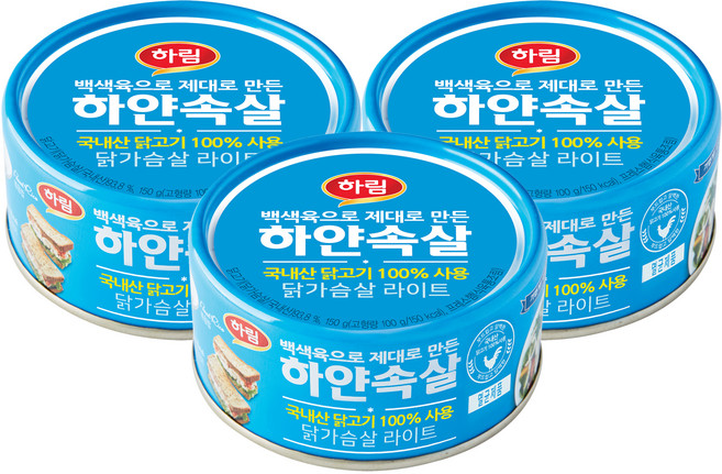 하림 하얀속살 닭가슴살 라이트, 150g, 3개