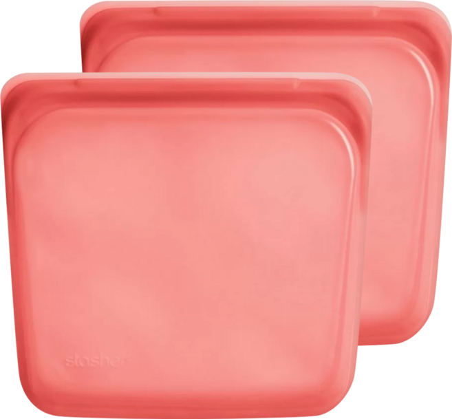 stasher 方形矽膠密封袋 紅色系, 19.05 x 17.78 x 2.54cm, 1入, 2個