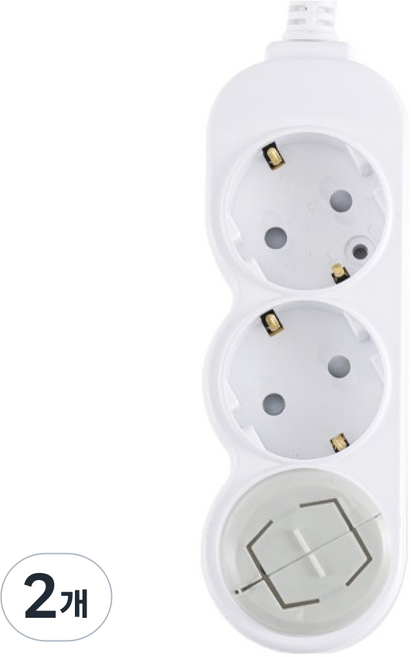 에코파워탭 국내 제조 일반 접지 멀티탭 3구 EPM 103, 2m, 화이트, 2개