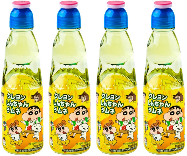 Crayon Shinchan 蠟筆小新鳳梨風味彈珠汽水, 200ml, 4個