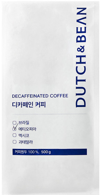더치앤빈 에티오피아 디카페인 커피원두, 홀빈(분쇄안함), 500g, 1개