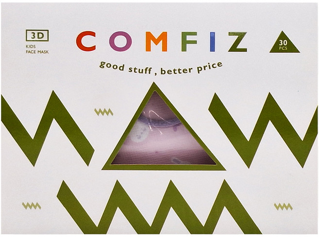 COMFIZ 康菲 大童3D醫療口罩, 30片, 1盒, 兔兔寶貝 紫色