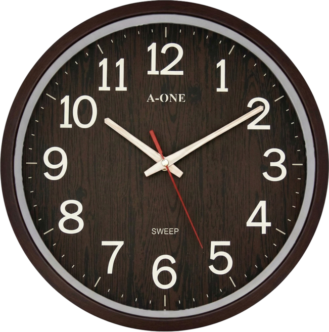 A-ONE 金吉星 靜音木紋掛鐘, 靜音木紋 咖啡色