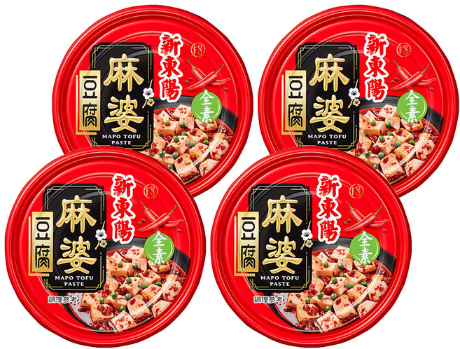 新東陽 麻婆豆腐 全素 無防腐劑 無人工色素 無味精 嚴選非基改黃豆 搭配花椒調味 古法燉滷, 160g, 4罐