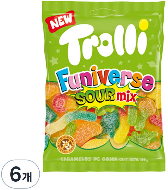 트롤리 퍼니벌스 사우어믹스 젤리, 100g, 6개