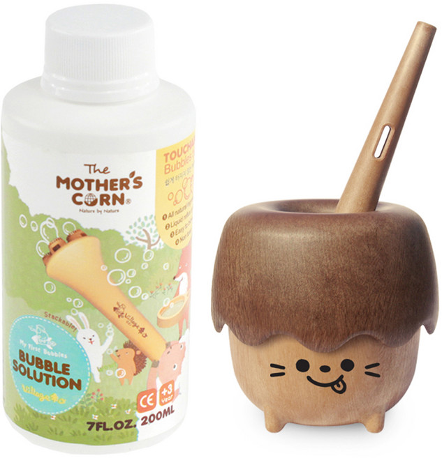 마더스콘 쉽게 터지지 않는 버블 200ML 용액 + 우디토리 비누방울 색상랜덤, 혼합색상, 1세트