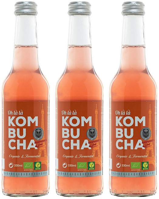 오라라 유기농 콤부차 라즈베리 앤 라임, 3개, 330ml