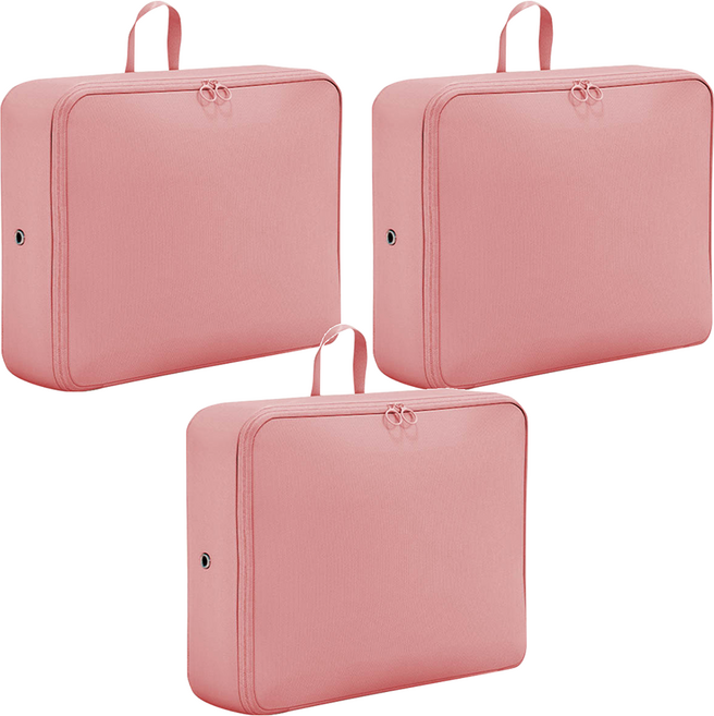 抗皺旅行衣物收納壓縮袋 櫻花粉, 3個, 1組