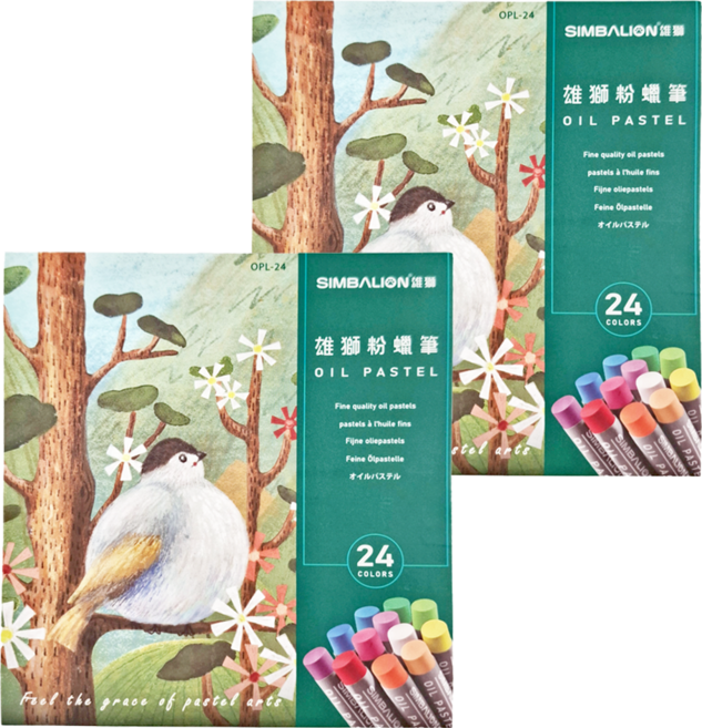 SIMBALION 雄獅 粉蠟筆 特大, 24色, 2盒