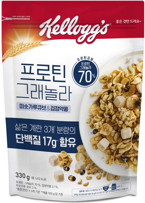 켈로그 프로틴그래놀라 미숫가루앤검정약콩, 1개, 330g