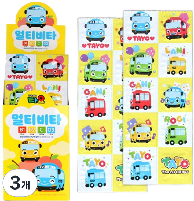 태양생활건강 타요 멀티비타 복숭아맛, 3개, 250정